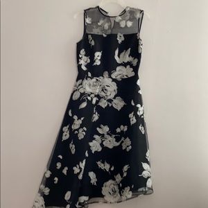 Lord&Taylor Black & White Floral Cocktail Dress